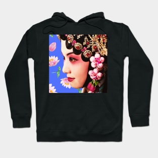 Chinese Opera Star with Lotus Flowers Deep Purple - Hong Kong Retro Hoodie